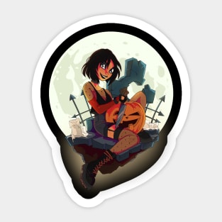 Halloween graveyard girl Sticker